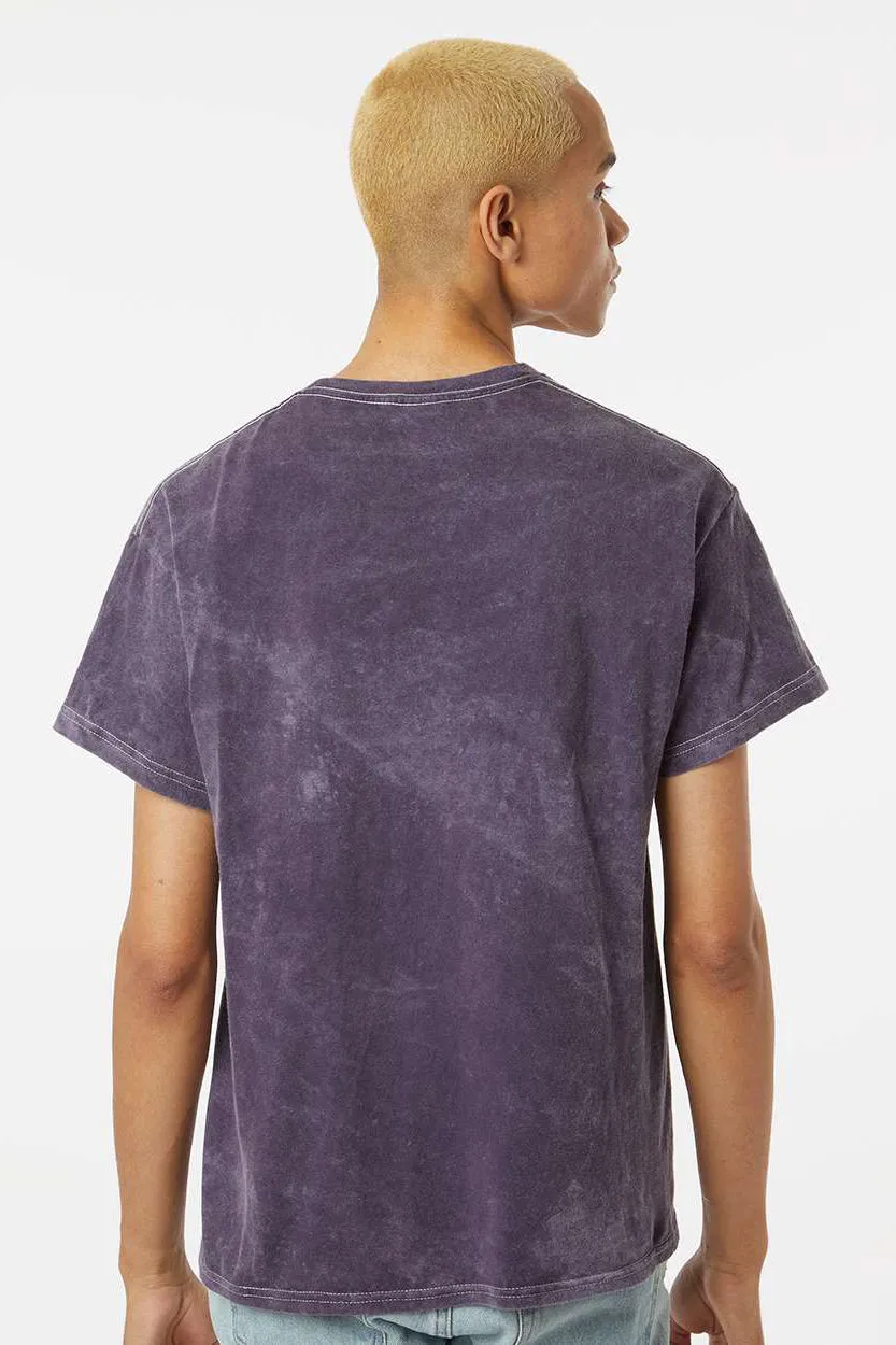 Dyenomite Mens Mineral Wash Short Sleeve Crewneck T-Shirt - Aubergine Clothing Dyenomite