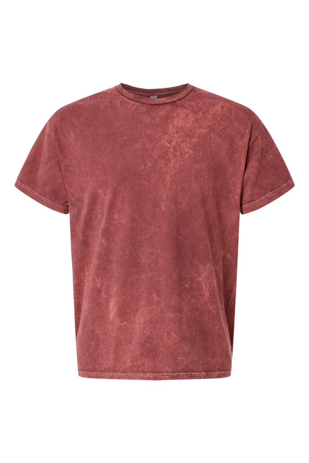 Dyenomite Mens Mineral Wash Short Sleeve Crewneck T-Shirt - Crimson Red Clothing Dyenomite