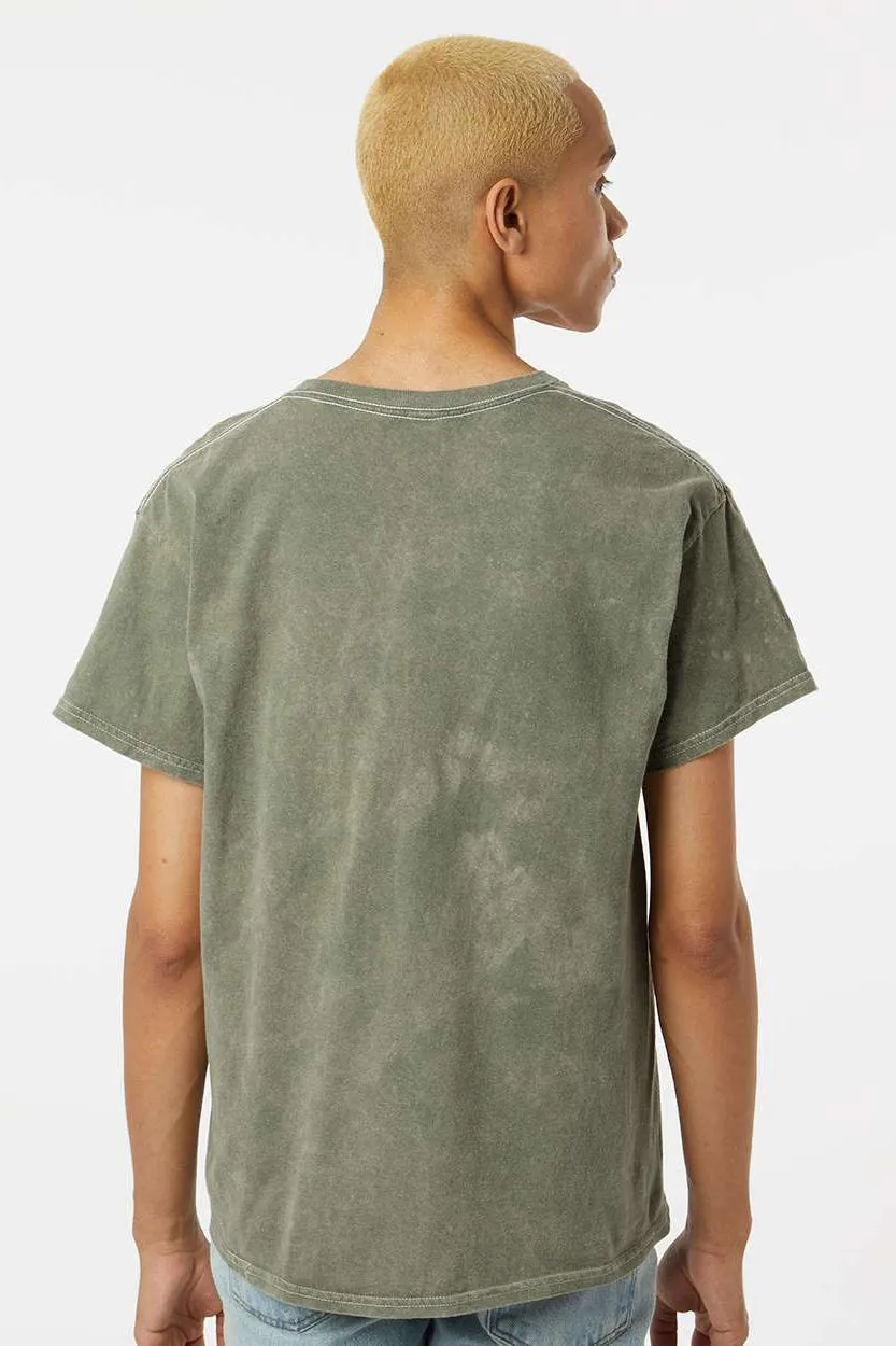 Dyenomite Mens Mineral Wash Short Sleeve Crewneck T-Shirt - Kale Clothing Dyenomite