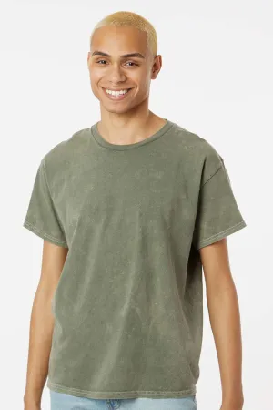Dyenomite Mens Mineral Wash Short Sleeve Crewneck T-Shirt - Kale Clothing Dyenomite