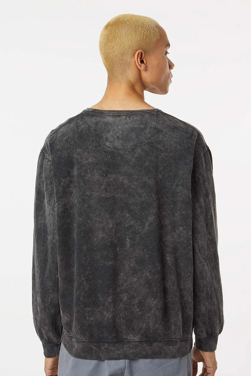 Dyenomite Mens Premium Fleece Mineral Wash Crewneck Sweatshirt - Black Mineral Wash Clothing Dyenomite
