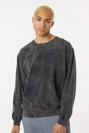 Dyenomite Mens Premium Fleece Mineral Wash Crewneck Sweatshirt - Black Mineral Wash Clothing Dyenomite