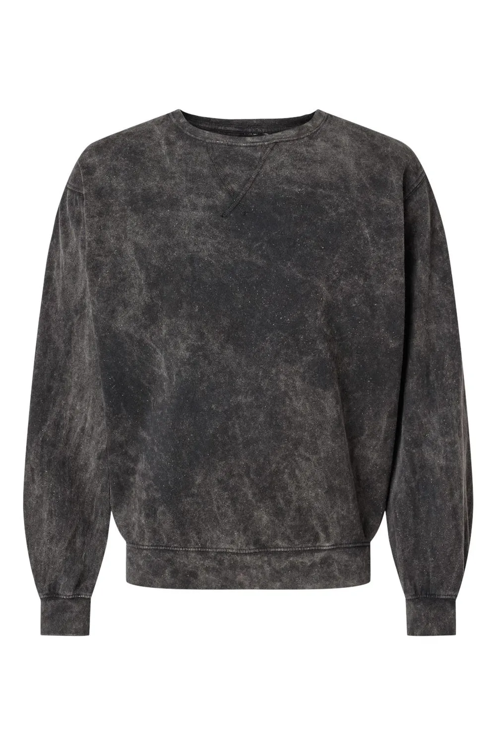Dyenomite Mens Premium Fleece Mineral Wash Crewneck Sweatshirt - Black Mineral Wash Clothing Dyenomite