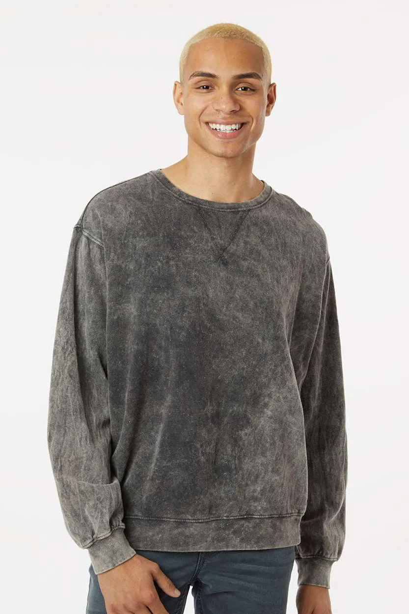 Dyenomite Mens Premium Fleece Mineral Wash Crewneck Sweatshirt - Grey Mineral Wash Clothing Dyenomite