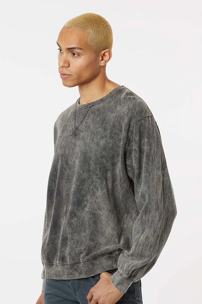 Dyenomite Mens Premium Fleece Mineral Wash Crewneck Sweatshirt - Grey Mineral Wash Clothing Dyenomite