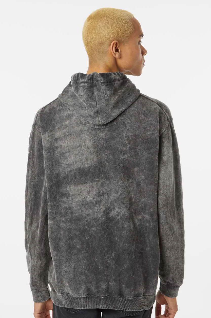 Dyenomite Mens Premium Fleece Mineral Wash Hooded Sweatshirt Hoodie w/ Pouch Pocket - Grey Mineral Wash Clothing Dyenomite