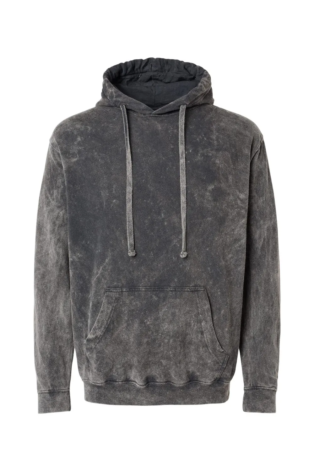Dyenomite Mens Premium Fleece Mineral Wash Hooded Sweatshirt Hoodie w/ Pouch Pocket - Grey Mineral Wash Clothing Dyenomite