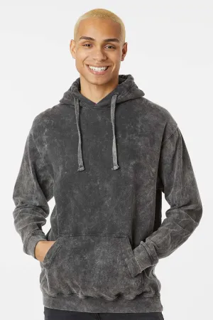 Dyenomite Mens Premium Fleece Mineral Wash Hooded Sweatshirt Hoodie w/ Pouch Pocket - Grey Mineral Wash Clothing Dyenomite