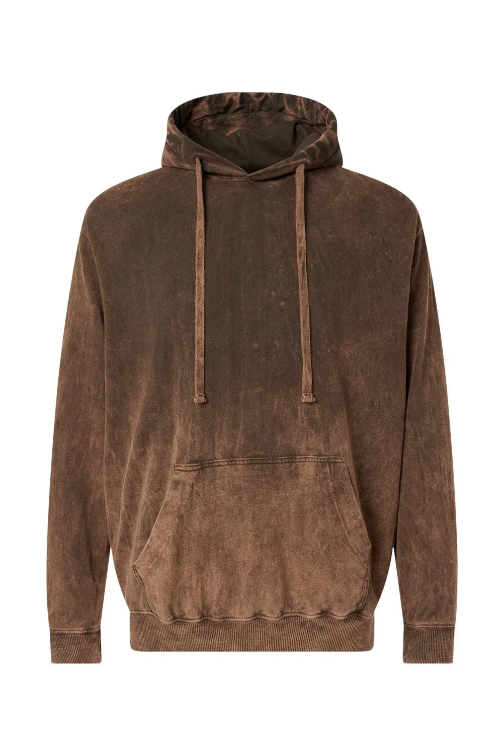 Dyenomite Mens Premium Fleece Mineral Wash Hooded Sweatshirt Hoodie w/ Pouch Pocket - Hounddog Brown Clothing Dyenomite