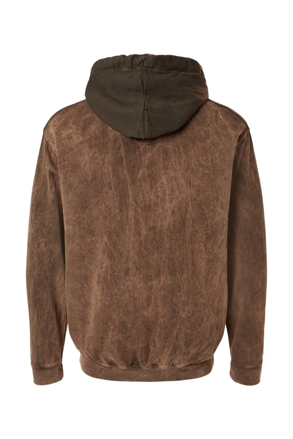 Dyenomite Mens Premium Fleece Mineral Wash Hooded Sweatshirt Hoodie w/ Pouch Pocket - Hounddog Brown Clothing Dyenomite