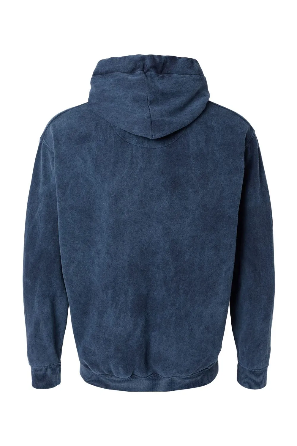 Dyenomite Mens Premium Fleece Mineral Wash Hooded Sweatshirt Hoodie w/ Pouch Pocket - Midnight Blue Clothing Dyenomite