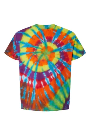 Dyenomite Mens Rainbow Cut Spiral Tie Dyed Short Sleeve Crewneck T-Shirt - Champ Clothing Dyenomite