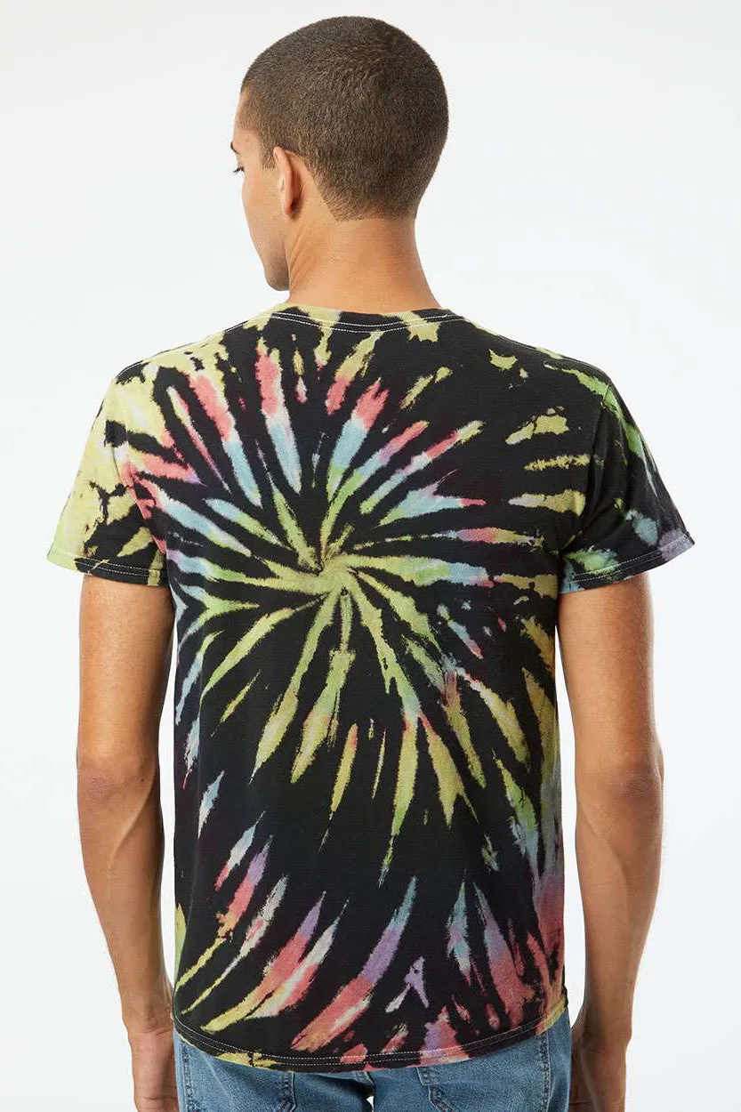 Dyenomite Mens Spiral Tie Dyed Short Sleeve Crewneck T-Shirt - Aurora Clothing Dyenomite