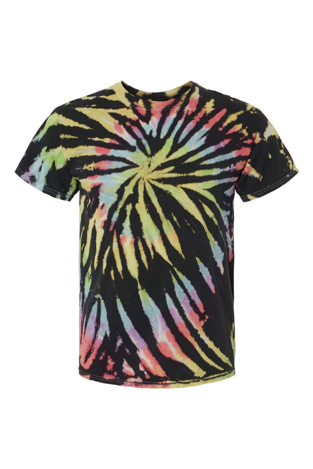 Dyenomite Mens Spiral Tie Dyed Short Sleeve Crewneck T-Shirt - Aurora Clothing Dyenomite