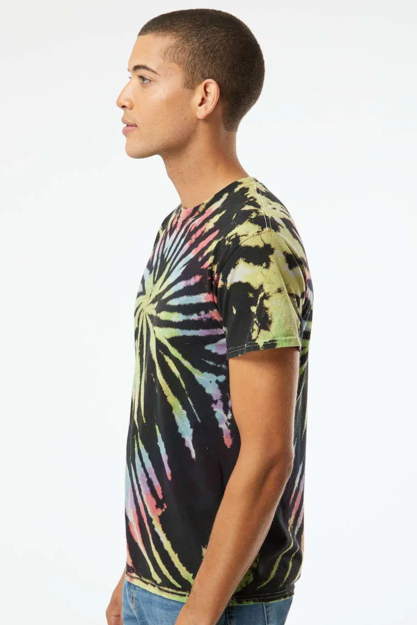 Dyenomite Mens Spiral Tie Dyed Short Sleeve Crewneck T-Shirt - Aurora Clothing Dyenomite
