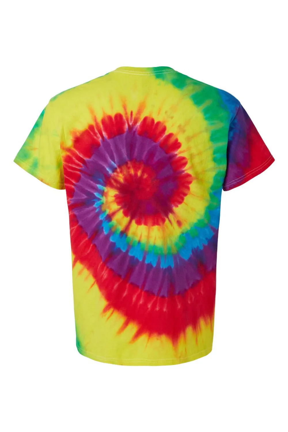 Dyenomite Mens Spiral Tie Dyed Short Sleeve Crewneck T-Shirt - Classic Rainbow Spiral Clothing Dyenomite