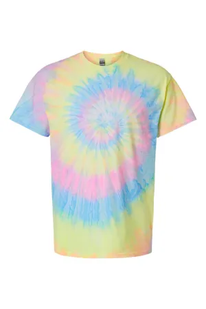 Dyenomite Mens Spiral Tie Dyed Short Sleeve Crewneck T-Shirt - Dayglo Clothing Dyenomite