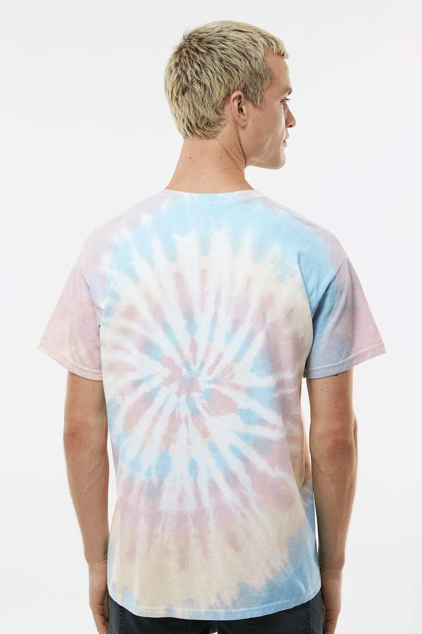 Dyenomite Mens Spiral Tie Dyed Short Sleeve Crewneck T-Shirt - Desert Rainbow Clothing Dyenomite