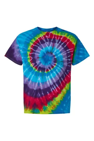 Dyenomite Mens Spiral Tie Dyed Short Sleeve Crewneck T-Shirt - Festival Clothing Dyenomite