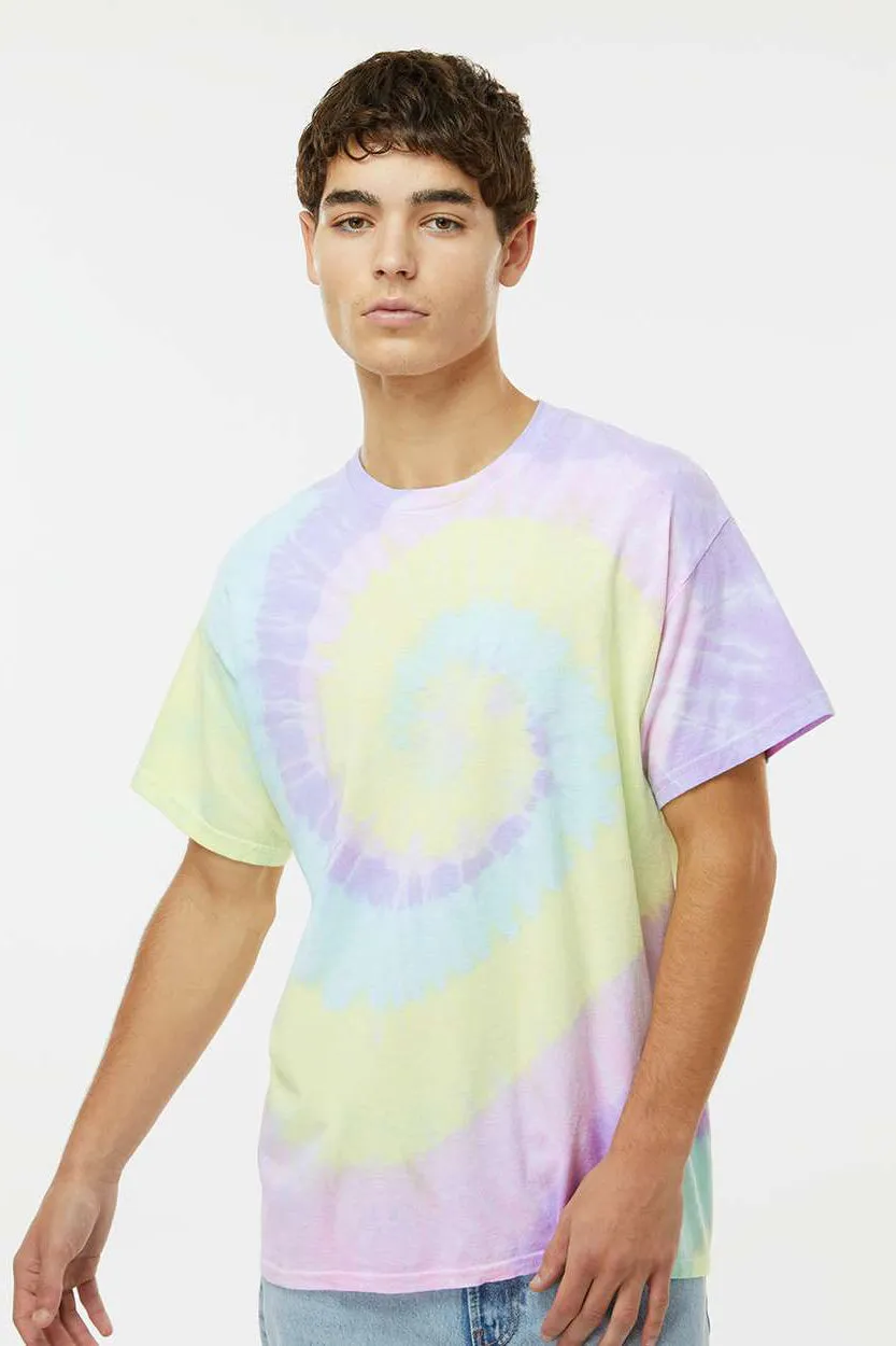Dyenomite Mens Spiral Tie Dyed Short Sleeve Crewneck T-Shirt - Hawaiian Breeze Clothing Dyenomite
