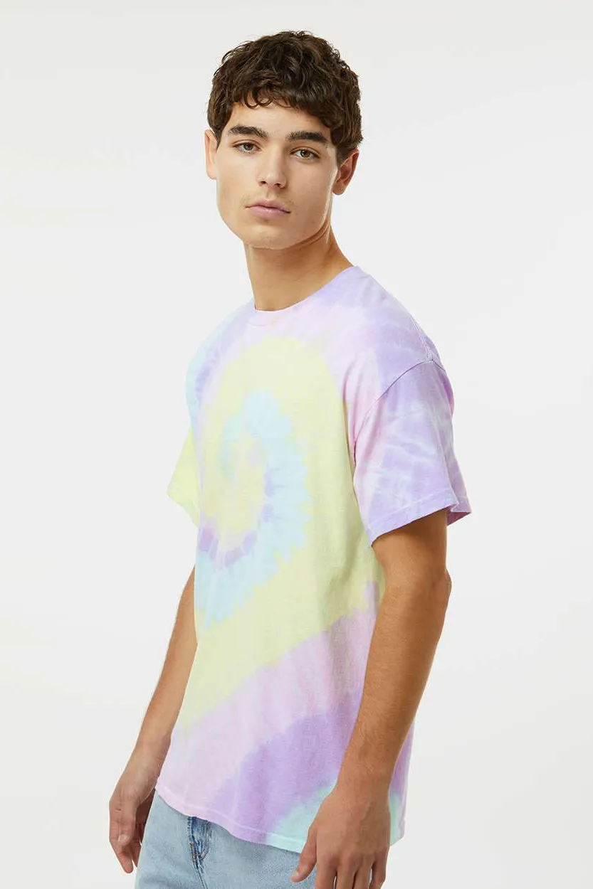 Dyenomite Mens Spiral Tie Dyed Short Sleeve Crewneck T-Shirt - Hawaiian Breeze Clothing Dyenomite