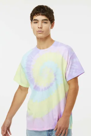 Dyenomite Mens Spiral Tie Dyed Short Sleeve Crewneck T-Shirt - Hawaiian Breeze Clothing Dyenomite