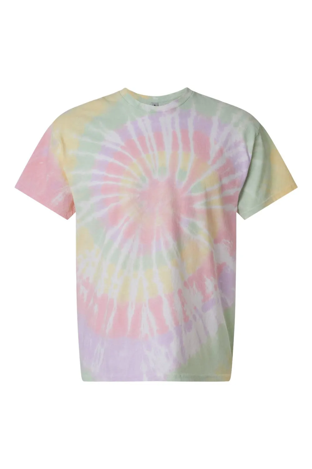 Dyenomite Mens Spiral Tie Dyed Short Sleeve Crewneck T-Shirt - Hazy Rainbow Clothing Dyenomite