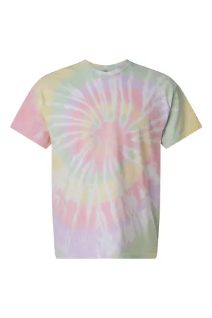 Dyenomite Mens Spiral Tie Dyed Short Sleeve Crewneck T-Shirt - Hazy Rainbow Clothing Dyenomite