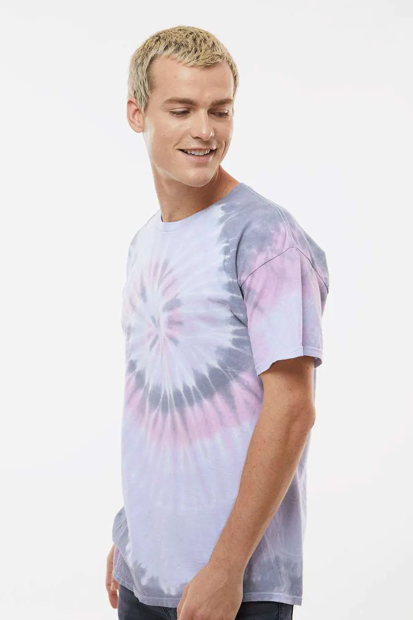 Dyenomite Mens Spiral Tie Dyed Short Sleeve Crewneck T-Shirt - Malibu Clothing Dyenomite