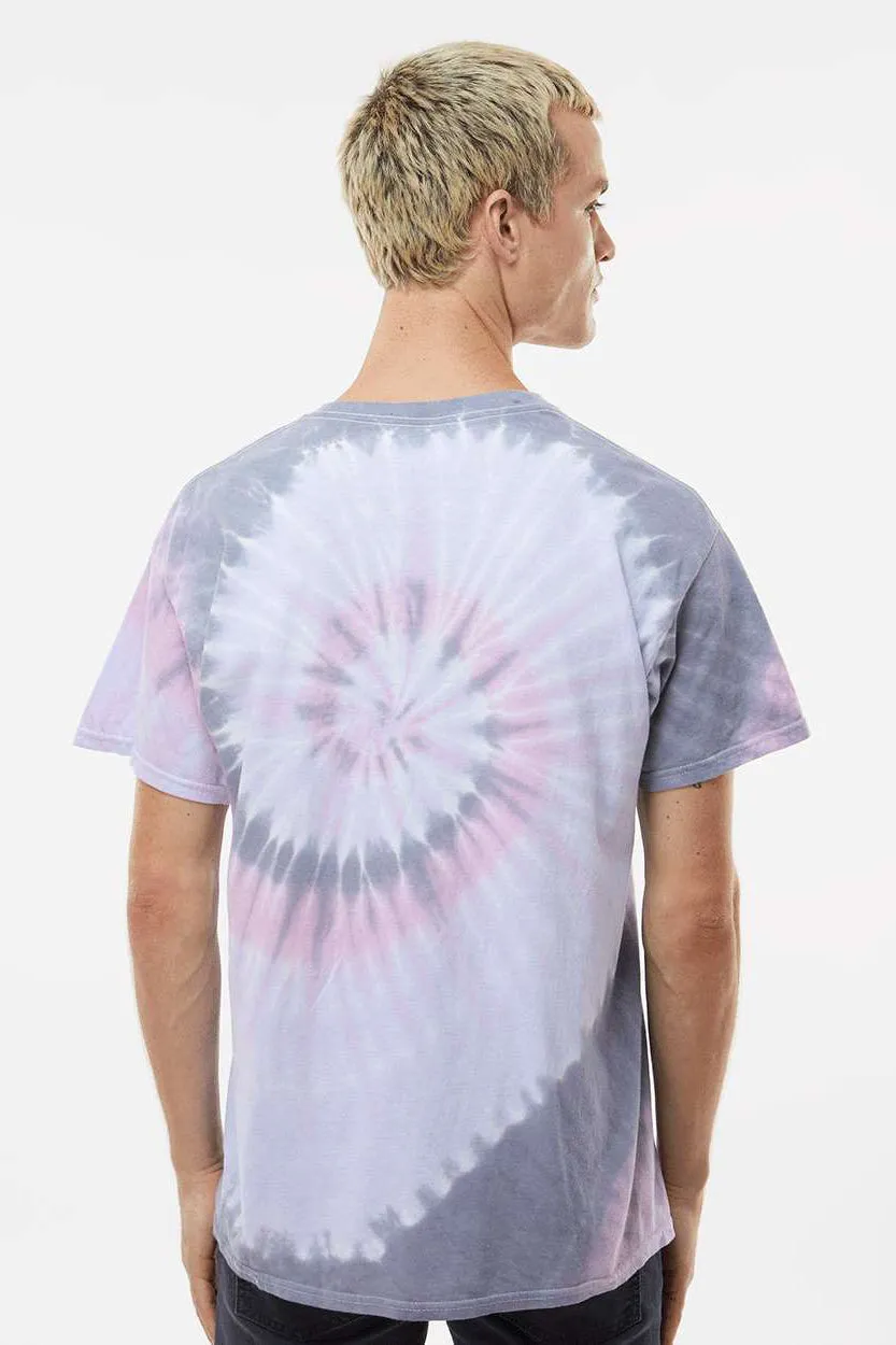 Dyenomite Mens Spiral Tie Dyed Short Sleeve Crewneck T-Shirt - Malibu Clothing Dyenomite