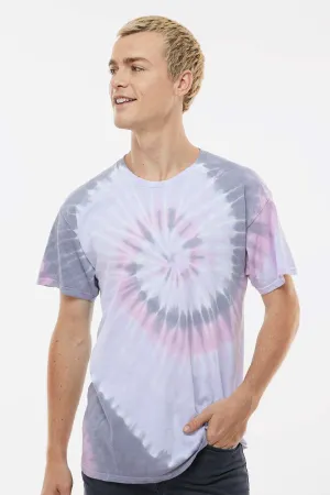 Dyenomite Mens Spiral Tie Dyed Short Sleeve Crewneck T-Shirt - Malibu Clothing Dyenomite