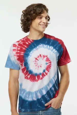 Dyenomite Mens Spiral Tie Dyed Short Sleeve Crewneck T-Shirt - Patriot Clothing Dyenomite
