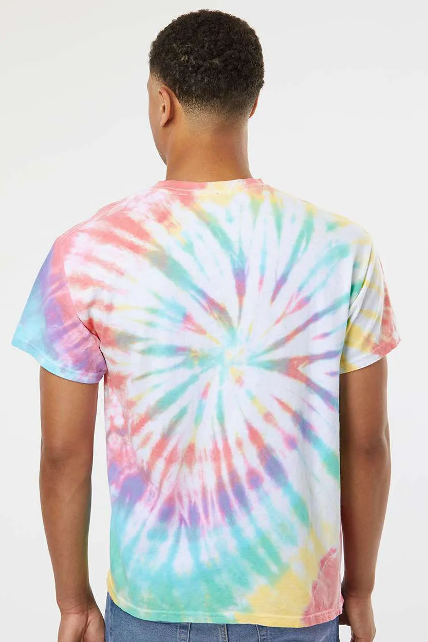 Dyenomite Mens Spiral Tie Dyed Short Sleeve Crewneck T-Shirt - Prism Clothing Dyenomite