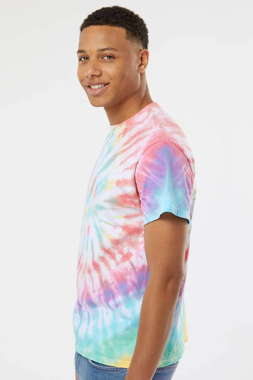 Dyenomite Mens Spiral Tie Dyed Short Sleeve Crewneck T-Shirt - Prism Clothing Dyenomite