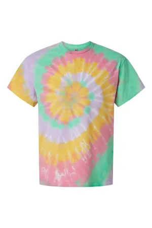 Dyenomite Mens Spiral Tie Dyed Short Sleeve Crewneck T-Shirt - Ribbon Candy Clothing Dyenomite
