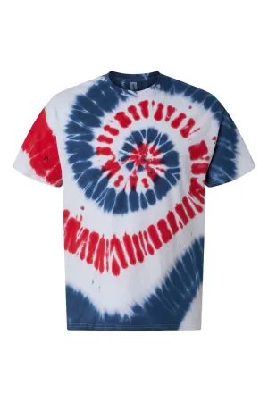 Dyenomite Mens Spiral Tie Dyed Short Sleeve Crewneck T-Shirt - USA Clothing Dyenomite