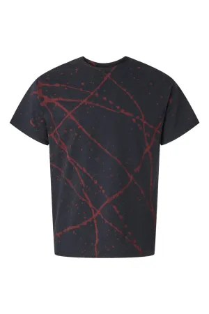 Dyenomite Mens Splatter Short Sleeve Crewneck T-Shirt - Black/Red Clothing Dyenomite