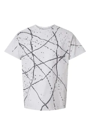 Dyenomite Mens Splatter Short Sleeve Crewneck T-Shirt - White/Black Clothing Dyenomite