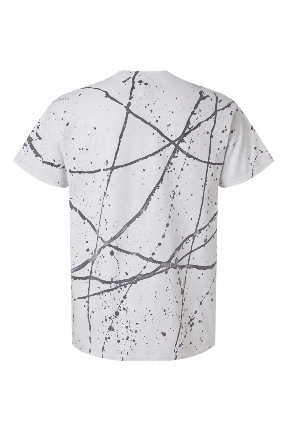 Dyenomite Mens Splatter Short Sleeve Crewneck T-Shirt - White/Black Clothing Dyenomite