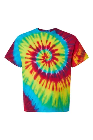 Dyenomite Mens Tide Tie Dyed Short Sleeve Crewneck T-Shirt - Rainbow Tide Clothing Dyenomite