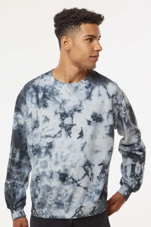 Dyenomite Mens Tie Dyed Crewneck Sweatshirt - Black Crystal Clothing Dyenomite