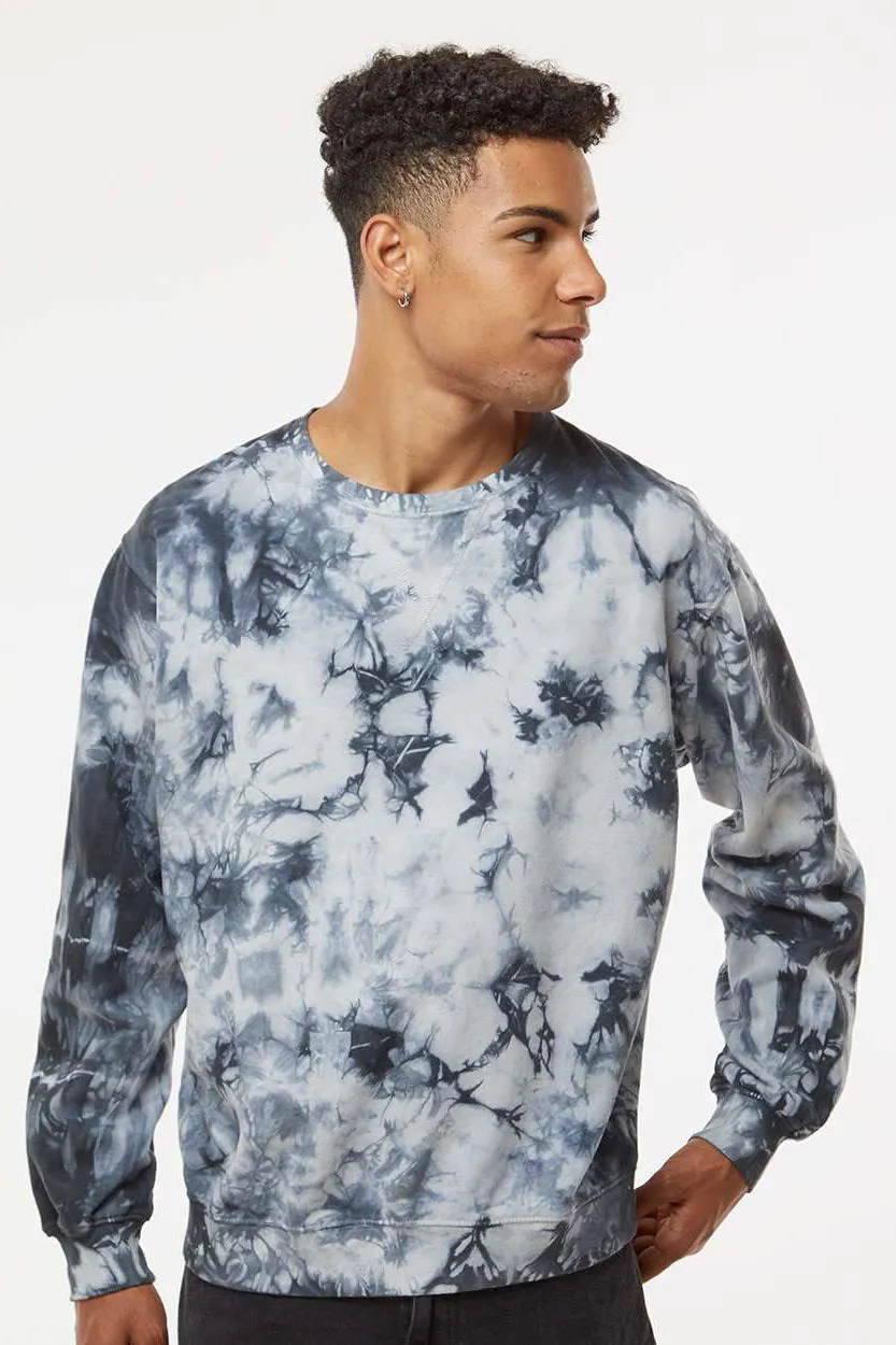 Dyenomite Mens Tie Dyed Crewneck Sweatshirt - Black Crystal Clothing Dyenomite