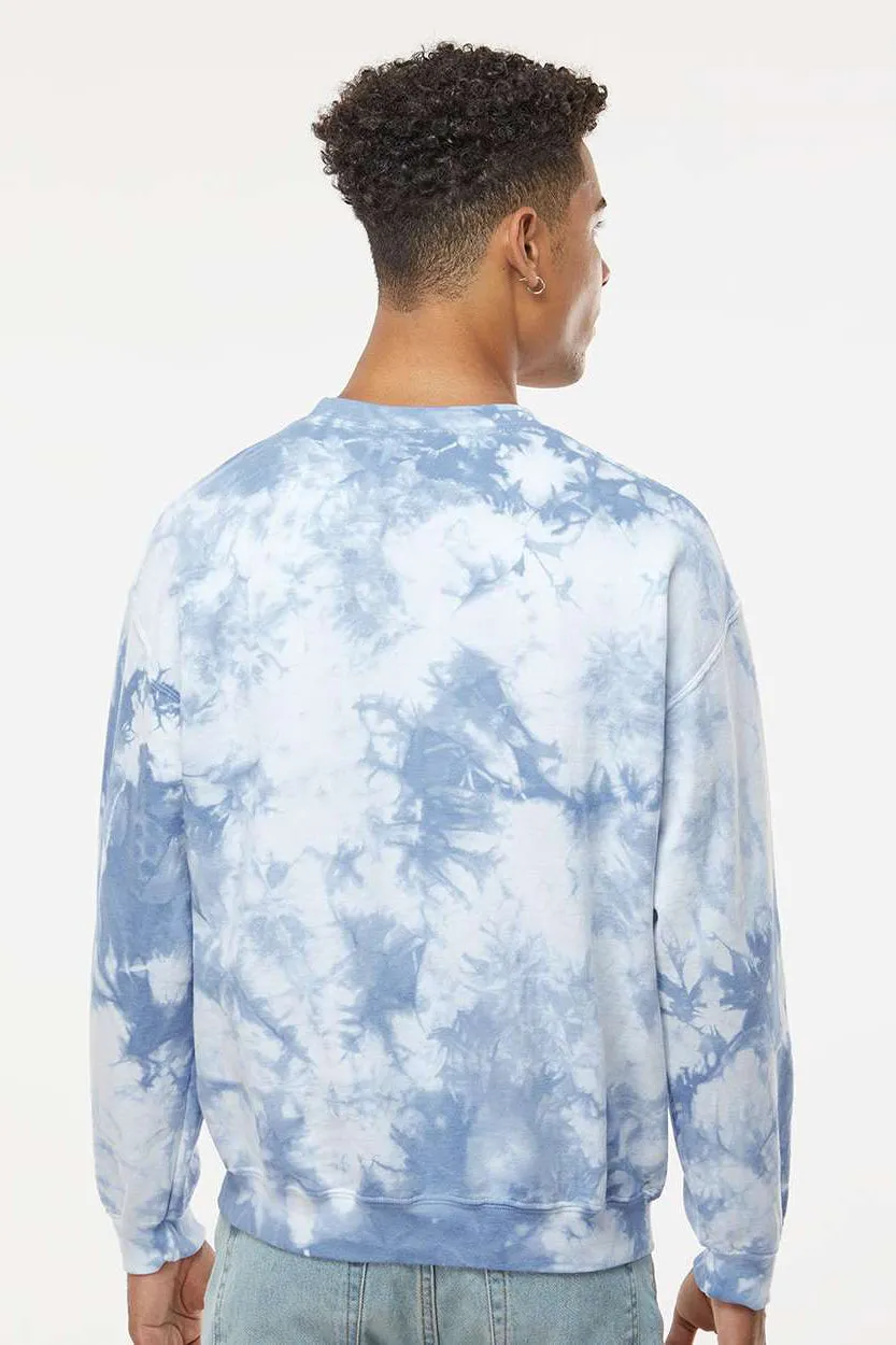 Dyenomite Mens Tie Dyed Crewneck Sweatshirt - Cloudy Sky Crystal Clothing Dyenomite