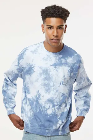 Dyenomite Mens Tie Dyed Crewneck Sweatshirt - Cloudy Sky Crystal Clothing Dyenomite