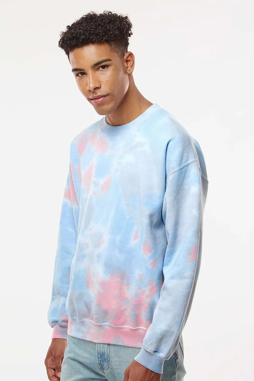 Dyenomite Mens Tie Dyed Crewneck Sweatshirt - Coral Dream Clothing Dyenomite