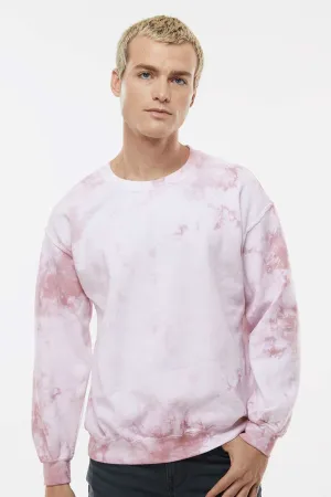 Dyenomite Mens Tie Dyed Crewneck Sweatshirt - Rose Crystal Clothing Dyenomite