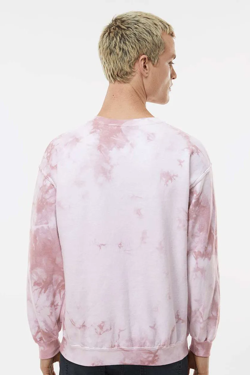 Dyenomite Mens Tie Dyed Crewneck Sweatshirt - Rose Crystal Clothing Dyenomite