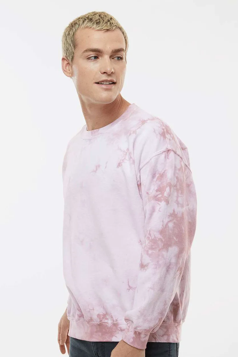 Dyenomite Mens Tie Dyed Crewneck Sweatshirt - Rose Crystal Clothing Dyenomite