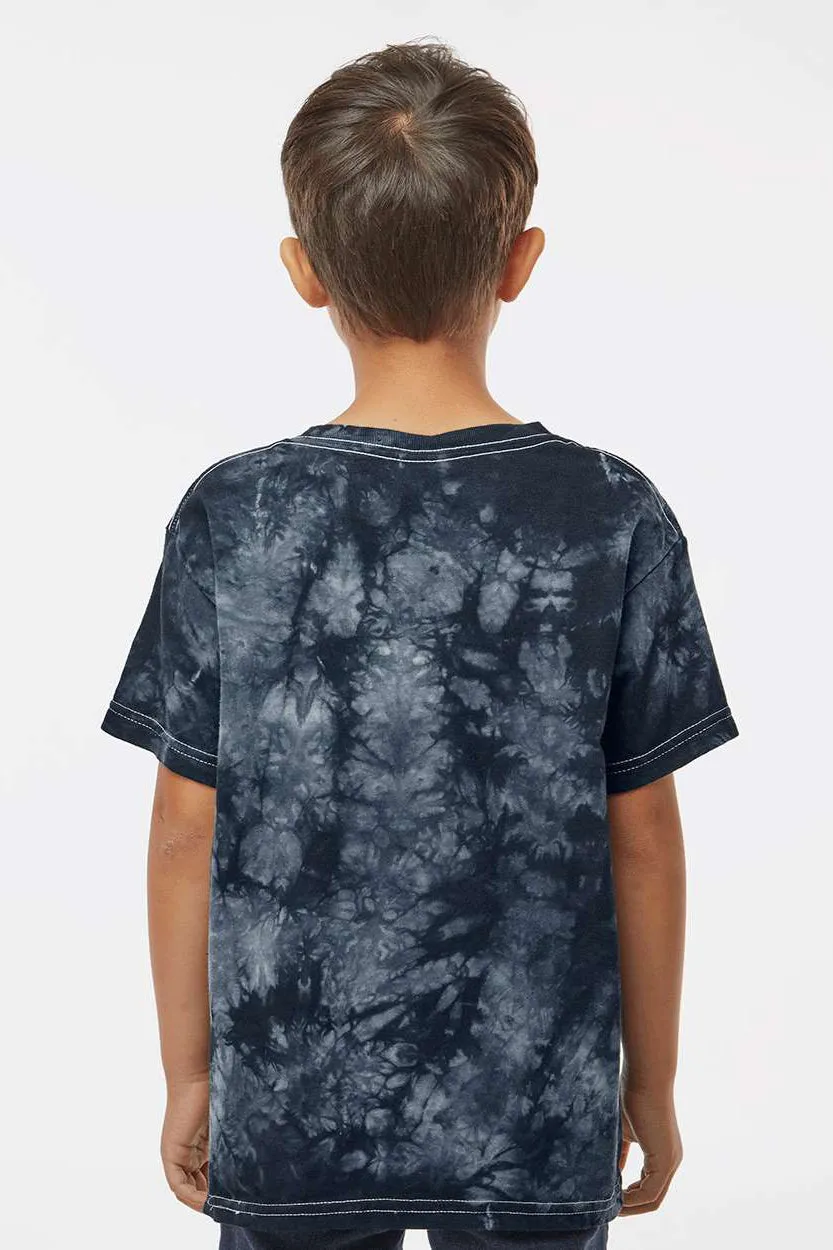 Dyenomite Youth Crystal Tie Dyed Short Sleeve Crewneck T-Shirt - Black Crystal Clothing Dyenomite