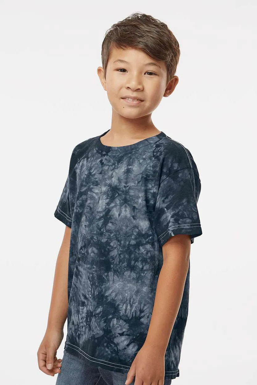 Dyenomite Youth Crystal Tie Dyed Short Sleeve Crewneck T-Shirt - Black Crystal Clothing Dyenomite
